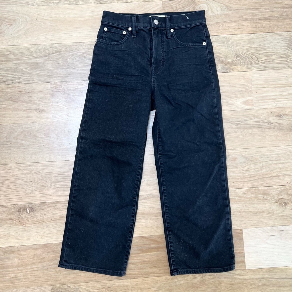 Madewell black slim wide leg crop denim Jeans size 25